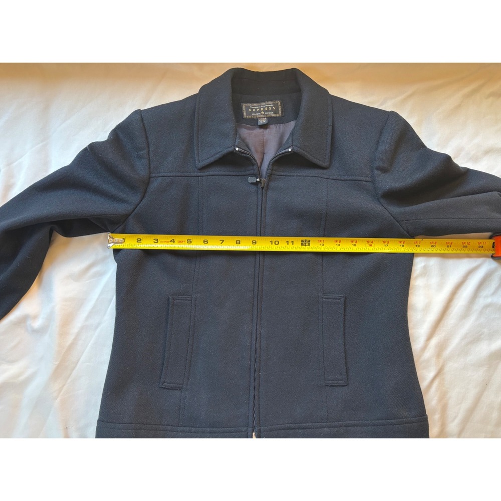 Vintage Compagnie Internationale Express Black 100% Wool Zip Up Jacket Size 5/6 - Picture 6 of 8